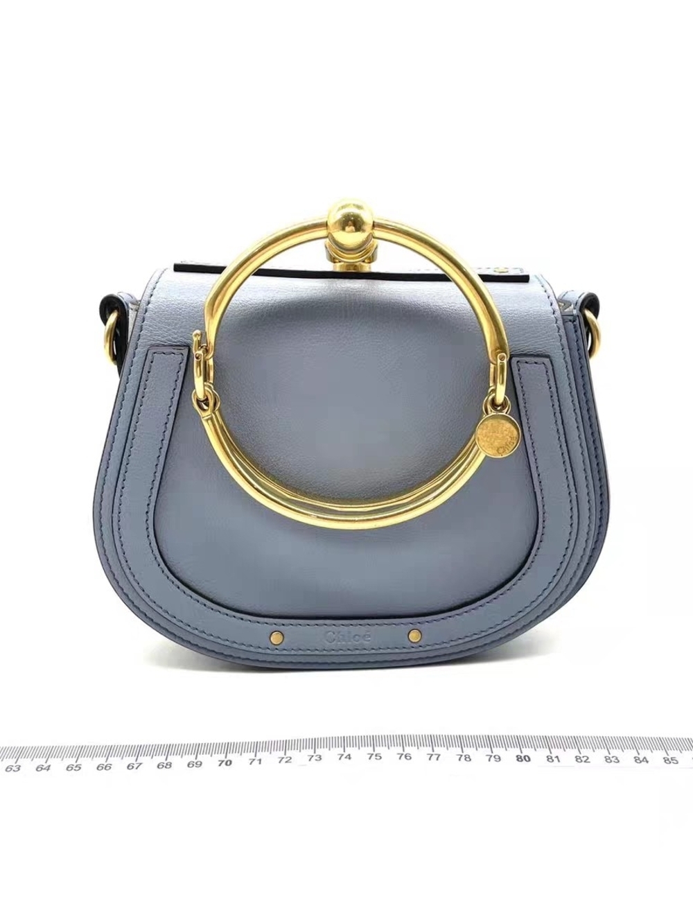 Chloe Small Nile Bag in Dusty Blue with Gold Bracelet Handle